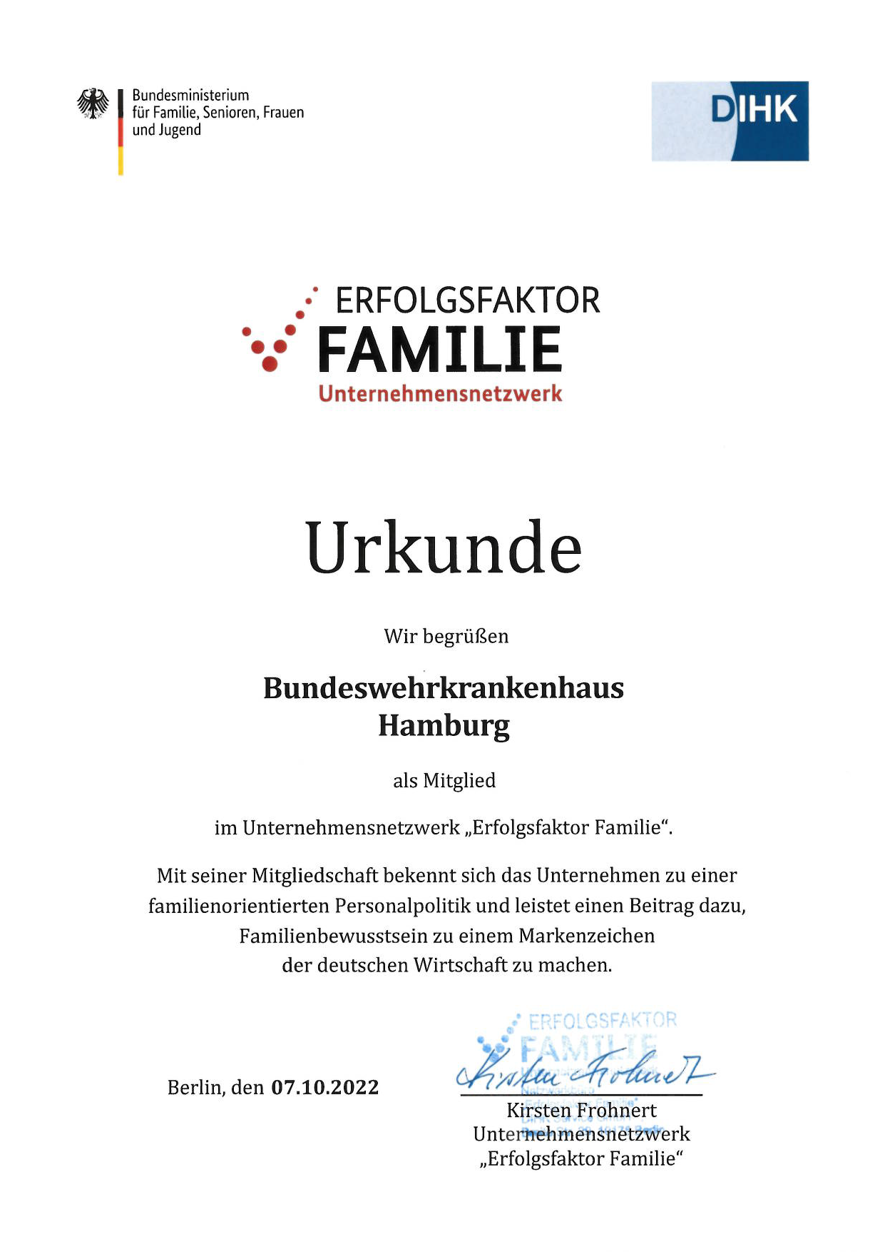Gütesiegel Familie und Beruf