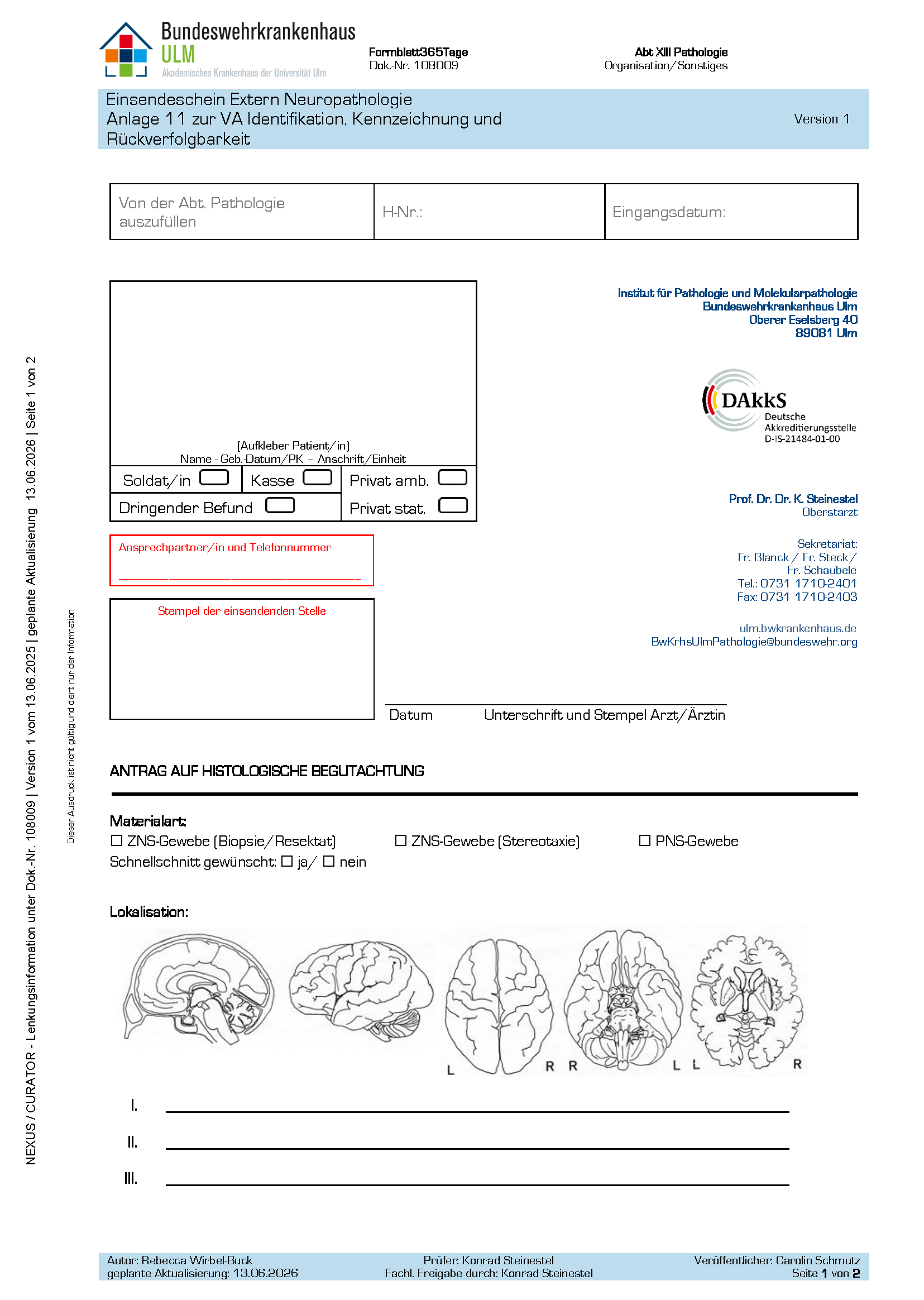 Einsendeschein Neuropathologie