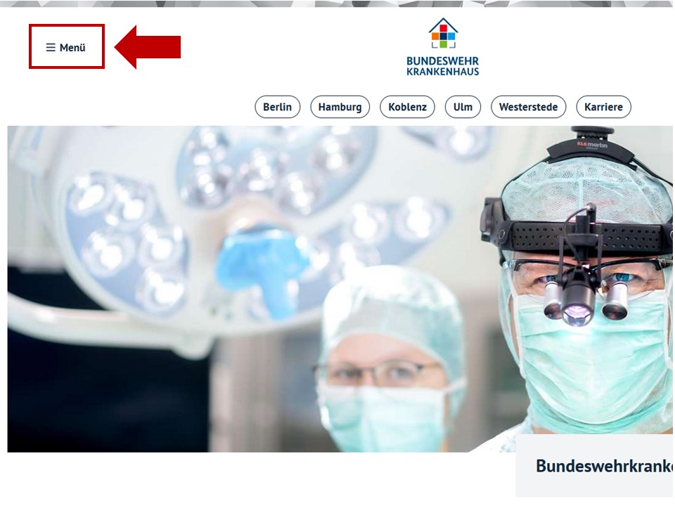 Klicken Sie auf das Menü-Zeichen