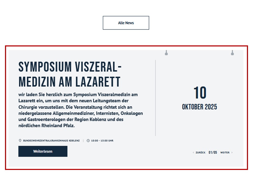 Der Kalender zeigt wichtige medizinische Veranstaltungen