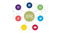 Social Media Kanäle Icons der Social Media-Kanäle in einem Kreis angeordnet