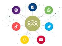 Social Media Kanäle Icons der Social Media-Kanäle in einem Kreis angeordnet