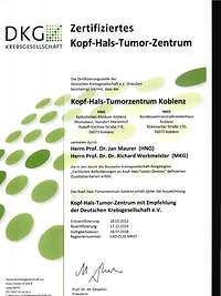 Zertifiziertes Kopf-Hals-Tumor Zentrum Koblenz 