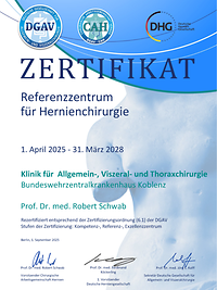 Zertifikat Hernienchirurgie BwZKrhs Koblenz 