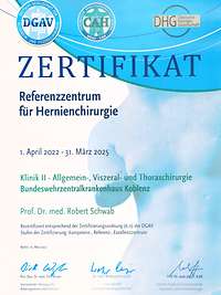 Zertifikat Hernienchirurgie BwZKrhs Koblenz 2022