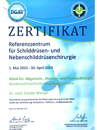 Zertifikat Schilddrüsen und Nebenschilddrüsenchirurgie BwZKrhs Koblenz 2025